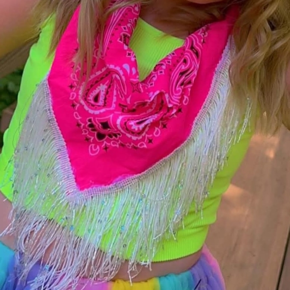 Vibrant Pink Bandana with Fringe for Women